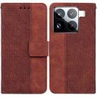 For Xiaomi 15 Pro Geometric Embossed Leather Phone Case(Brown) - 1