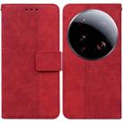 For Xiaomi 15 Ultra Geometric Embossed Leather Phone Case(Red) - 1