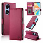 For OPPO A1 Pro / Reno8 T 5G Side Buckle Magnetic Frosted Leather Phone Case(Wine Red) - 1