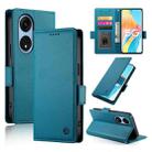 For OPPO A1 Pro / Reno8 T 5G Side Buckle Magnetic Frosted Leather Phone Case(Blue) - 1