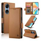 For OPPO A1 Pro / Reno8 T 5G Side Buckle Magnetic Frosted Leather Phone Case(Brown) - 1