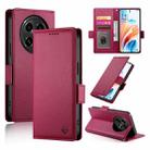 For OPPO A2 Pro / A3 Pro Side Buckle Magnetic Frosted Leather Phone Case(Wine Red) - 1