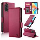 For OPPO A18 4G / A38 4G Global Side Buckle Magnetic Frosted Leather Phone Case(Wine Red) - 1