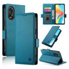 For OPPO A18 4G / A38 4G Global Side Buckle Magnetic Frosted Leather Phone Case(Blue) - 1