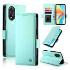 For OPPO A18 4G / A38 4G Global Side Buckle Magnetic Frosted Leather Phone Case(Mint Green) - 1