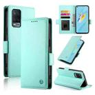 For OPPO A54 / A54s / A55 5G / A55s 5G Side Buckle Magnetic Frosted Leather Phone Case(Mint Green) - 1