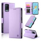 For OPPO A54 / A54s / A55 5G / A55s 5G Side Buckle Magnetic Frosted Leather Phone Case(Purple) - 1