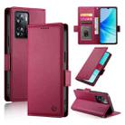 For OPPO A57 4G Global / A77 4G Global Side Buckle Magnetic Frosted Leather Phone Case(Wine Red) - 1