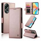 For OPPO A58 4G Global Side Buckle Magnetic Frosted Leather Phone Case(Rose Gold) - 1