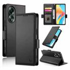 For OPPO A58 4G Global Side Buckle Magnetic Frosted Leather Phone Case(Black) - 1