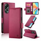 For OPPO A58 4G Global Side Buckle Magnetic Frosted Leather Phone Case(Wine Red) - 1