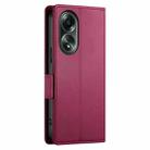 For OPPO A58 4G Global Side Buckle Magnetic Frosted Leather Phone Case(Wine Red) - 3