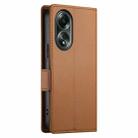 For OPPO A58 4G Global Side Buckle Magnetic Frosted Leather Phone Case(Brown) - 3