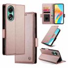 For OPPO A78 4G Global Side Buckle Magnetic Frosted Leather Phone Case(Rose Gold) - 1