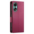 For OPPO A78 4G Global Side Buckle Magnetic Frosted Leather Phone Case(Wine Red) - 3