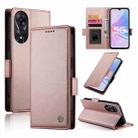 For OPPO A78 5G / A58x Global / A1x 5G Side Buckle Magnetic Frosted Leather Phone Case(Rose Gold) - 1