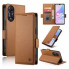 For OPPO A78 5G / A58x Global / A1x 5G Side Buckle Magnetic Frosted Leather Phone Case(Brown) - 1