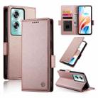 For OPPO A79 5G Side Buckle Magnetic Frosted Leather Phone Case(Rose Gold) - 1