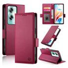 For OPPO A79 5G Side Buckle Magnetic Frosted Leather Phone Case(Wine Red) - 1