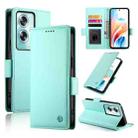 For OPPO A79 5G Side Buckle Magnetic Frosted Leather Phone Case(Mint Green) - 1