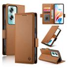 For OPPO A79 5G Side Buckle Magnetic Frosted Leather Phone Case(Brown) - 1