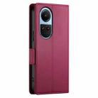 For OPPO Reno10 / Reno10 Pro Global Side Buckle Magnetic Frosted Leather Phone Case(Wine Red) - 3