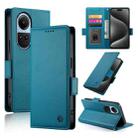 For OPPO Reno10 / Reno10 Pro Global Side Buckle Magnetic Frosted Leather Phone Case(Blue) - 1