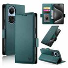 For OPPO Reno10 / Reno10 Pro Global Side Buckle Magnetic Frosted Leather Phone Case(Dark Green) - 1
