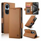 For OPPO Reno10 / Reno10 Pro Global Side Buckle Magnetic Frosted Leather Phone Case(Brown) - 1