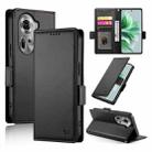 For OPPO Reno11 5G Global Side Buckle Magnetic Frosted Leather Phone Case(Black) - 1