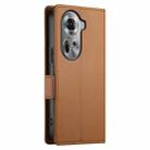 For OPPO Reno11 5G Global Side Buckle Magnetic Frosted Leather Phone Case(Brown) - 3