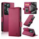 For OPPO Reno11 F Side Buckle Magnetic Frosted Leather Phone Case(Wine Red) - 1