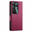 For OPPO Reno11 F Side Buckle Magnetic Frosted Leather Phone Case(Wine Red) - 3