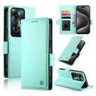 For OPPO Reno11 F Side Buckle Magnetic Frosted Leather Phone Case(Mint Green) - 1