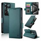 For OPPO Reno11 F Side Buckle Magnetic Frosted Leather Phone Case(Dark Green) - 1