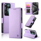 For OPPO Reno11 F Side Buckle Magnetic Frosted Leather Phone Case(Purple) - 1