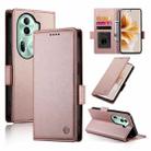 For OPPO Reno11 Pro 5G Global Side Buckle Magnetic Frosted Leather Phone Case(Rose Gold) - 1