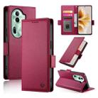 For OPPO Reno11 Pro 5G Global Side Buckle Magnetic Frosted Leather Phone Case(Wine Red) - 1