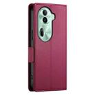 For OPPO Reno11 Pro 5G Global Side Buckle Magnetic Frosted Leather Phone Case(Wine Red) - 3