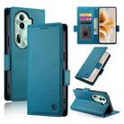 For OPPO Reno11 Pro 5G Global Side Buckle Magnetic Frosted Leather Phone Case(Blue) - 1