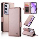 For OPPO A3 Pro 5G Side Buckle Magnetic Frosted Leather Phone Case(Rose Gold) - 1