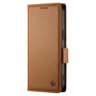 For OPPO A3 Pro 5G Side Buckle Magnetic Frosted Leather Phone Case(Brown) - 2