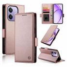 For OPPO A3 4G / 5G / A3X 4G / 5G India Side Buckle Magnetic Frosted Leather Phone Case(Rose Gold) - 1