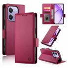 For OPPO A3 4G / 5G / A3X 4G / 5G India Side Buckle Magnetic Frosted Leather Phone Case(Wine Red) - 1