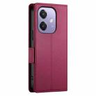For OPPO A3 4G / 5G / A3X 4G / 5G India Side Buckle Magnetic Frosted Leather Phone Case(Wine Red) - 3