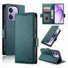 For OPPO A3 4G / 5G / A3X 4G / 5G India Side Buckle Magnetic Frosted Leather Phone Case(Dark Green) - 1