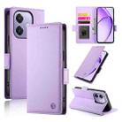 For OPPO A3 4G / 5G / A3X 4G / 5G India Side Buckle Magnetic Frosted Leather Phone Case(Purple) - 1