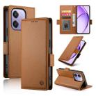 For OPPO A3 4G / 5G / A3X 4G / 5G India Side Buckle Magnetic Frosted Leather Phone Case(Brown) - 1
