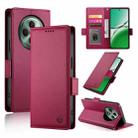 For OPPO Reno12 F 4G / 5G / F27 India Side Buckle Magnetic Frosted Leather Phone Case(Wine Red) - 1