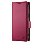 For OPPO Reno12 F 4G / 5G / F27 India Side Buckle Magnetic Frosted Leather Phone Case(Wine Red) - 2